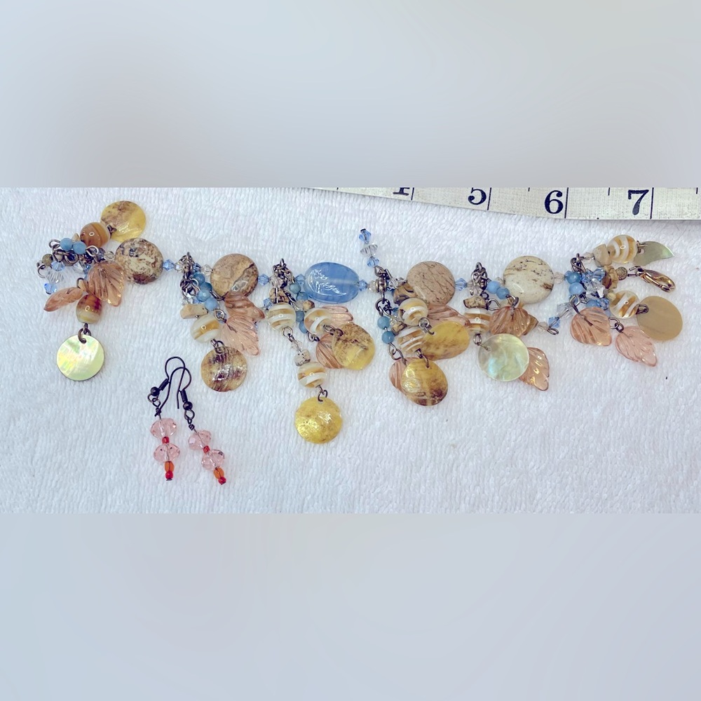 Chunky Boho bracelet and earrings Beautiful colors